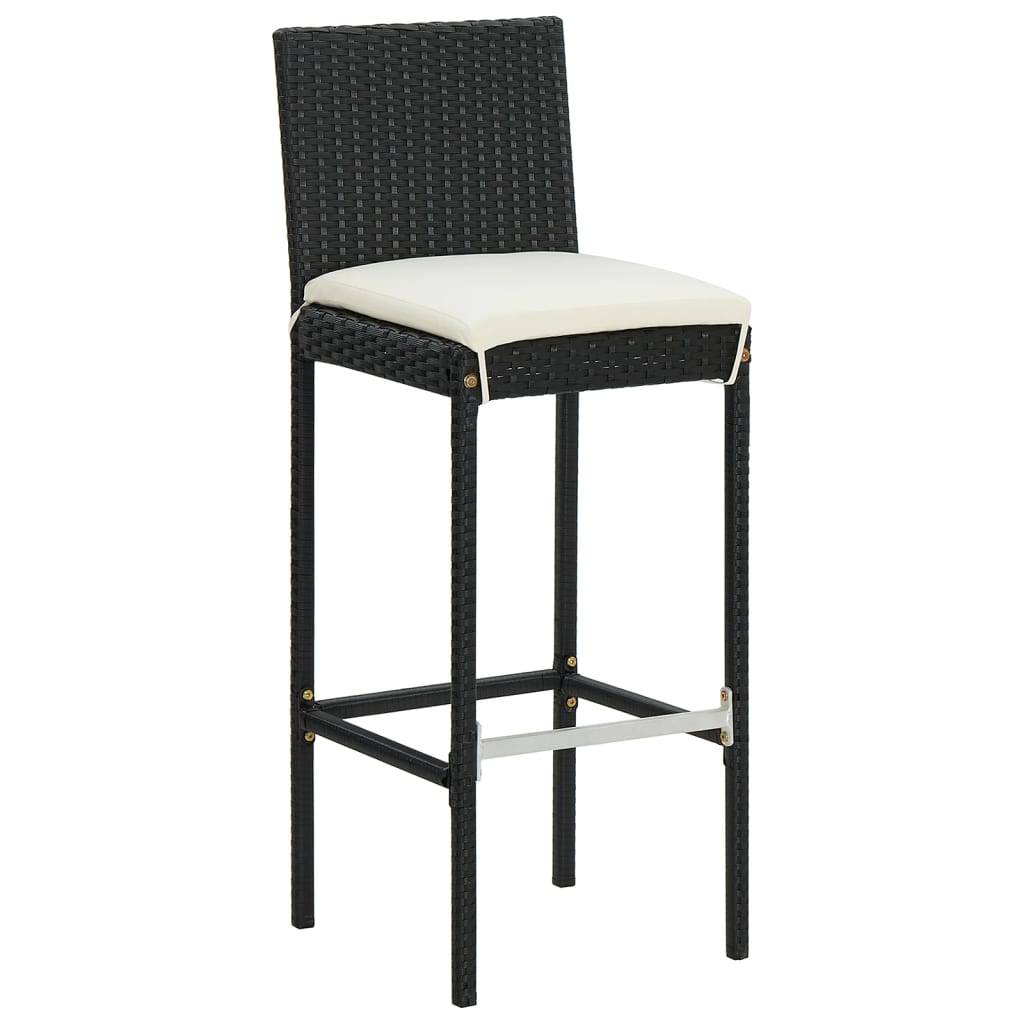 vidaXL 7-tlg. Gartenbar-Set Schwarz Massivholz Akazie und Poly Rattan