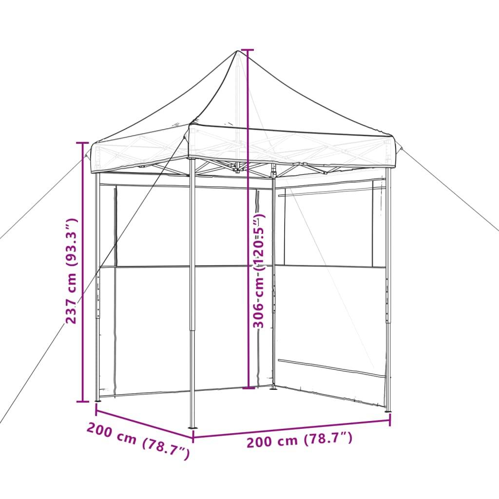 vidaXL Partyzelt Faltbar Pop-Up mit 2 Seitenteilen Taupe