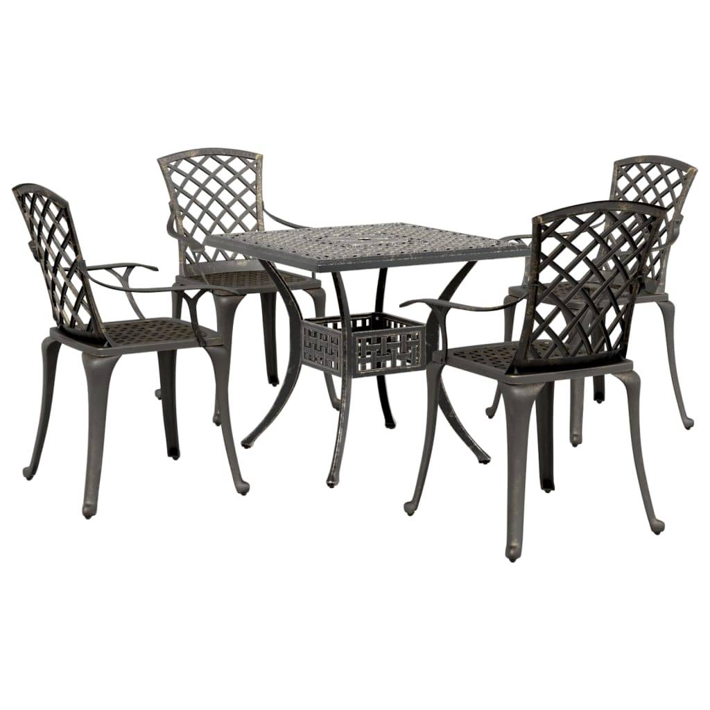vidaXL 5-tlg. Garten-Essgruppe Bronzen Aluminiumguss