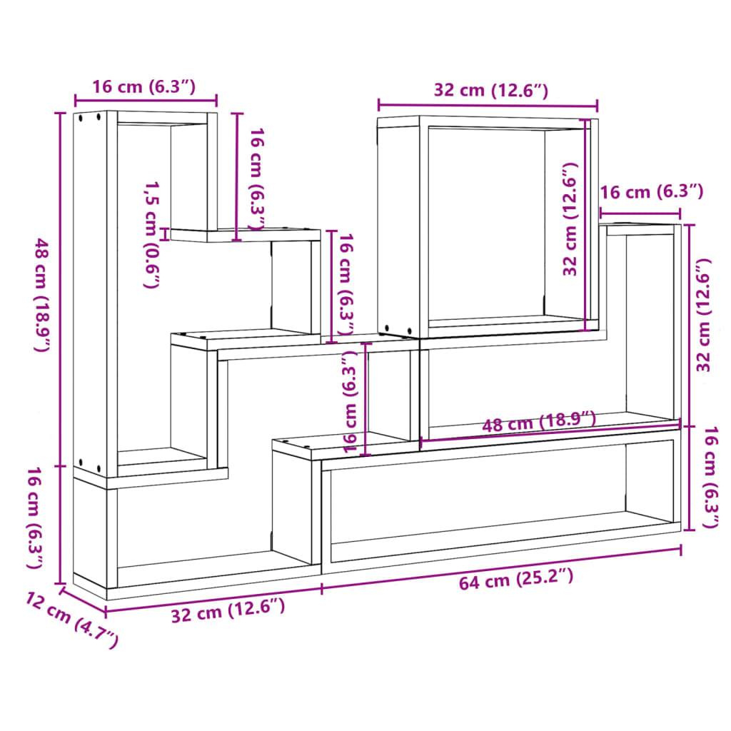 vidaXL Wandregal Grau Sonoma 96x12x64 cm Holzwerkstoff