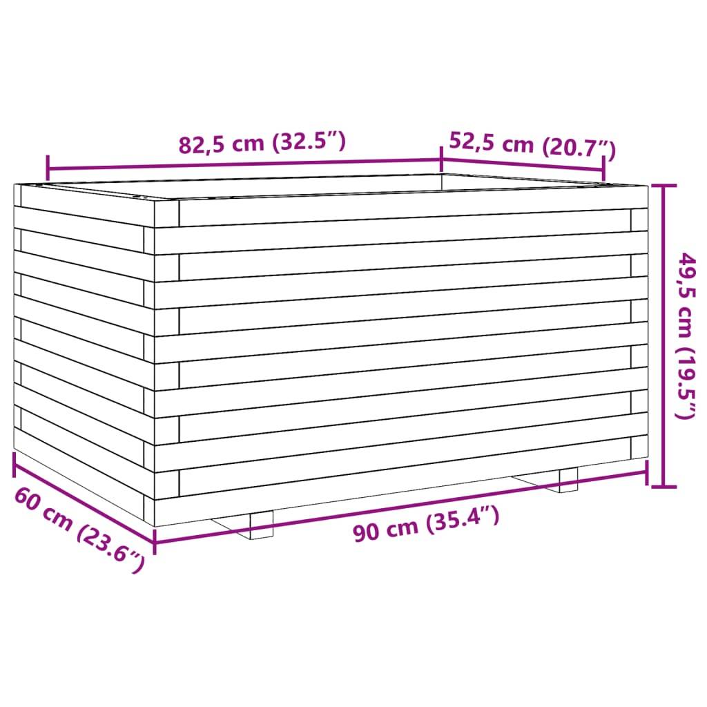 vidaXL Pflanzkübel Wachsbraun 90x60x49,5 cm Massivholz Kiefer