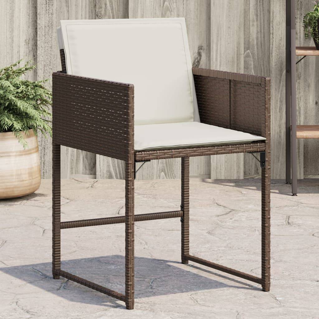 vidaXL Gartenstühle mit Kissen 4 Stk. Braun Poly Rattan