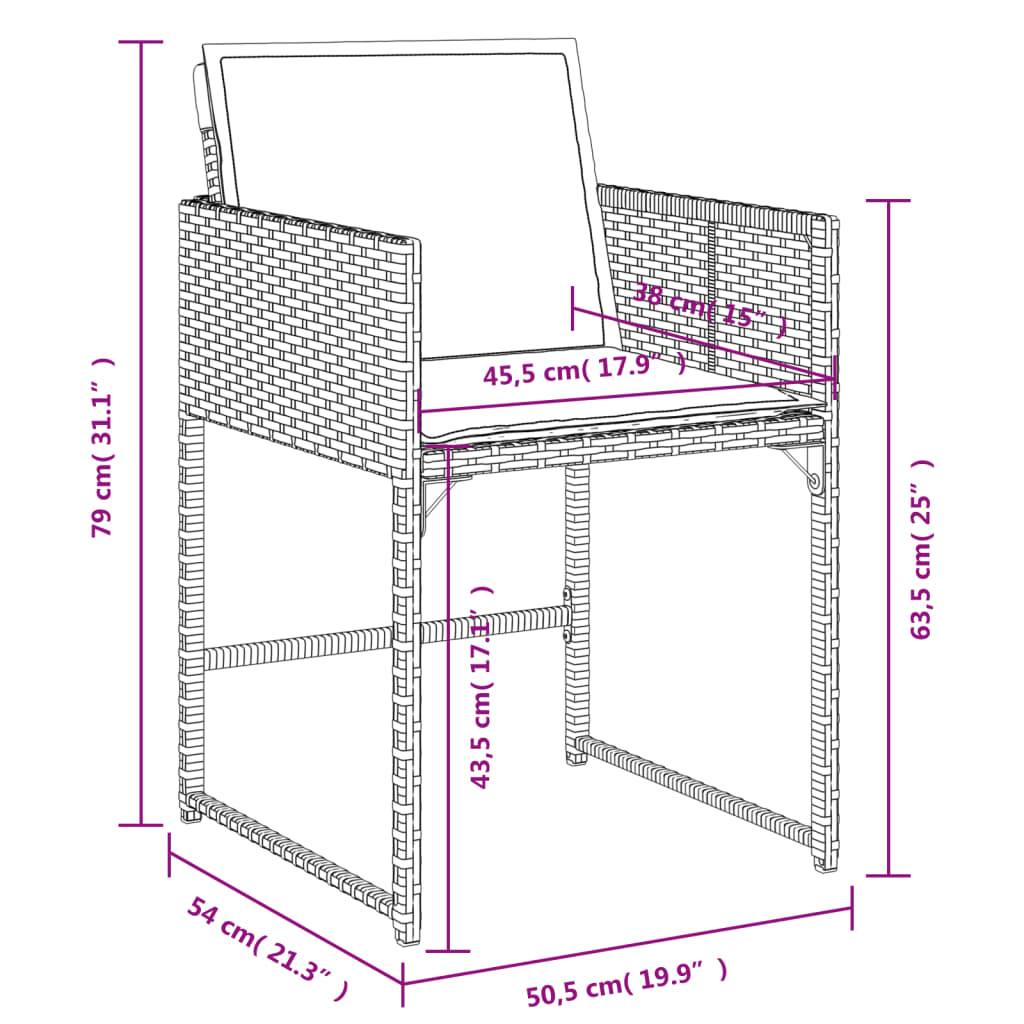 vidaXL Gartenstühle mit Kissen 4 Stk. Grau Poly Rattan
