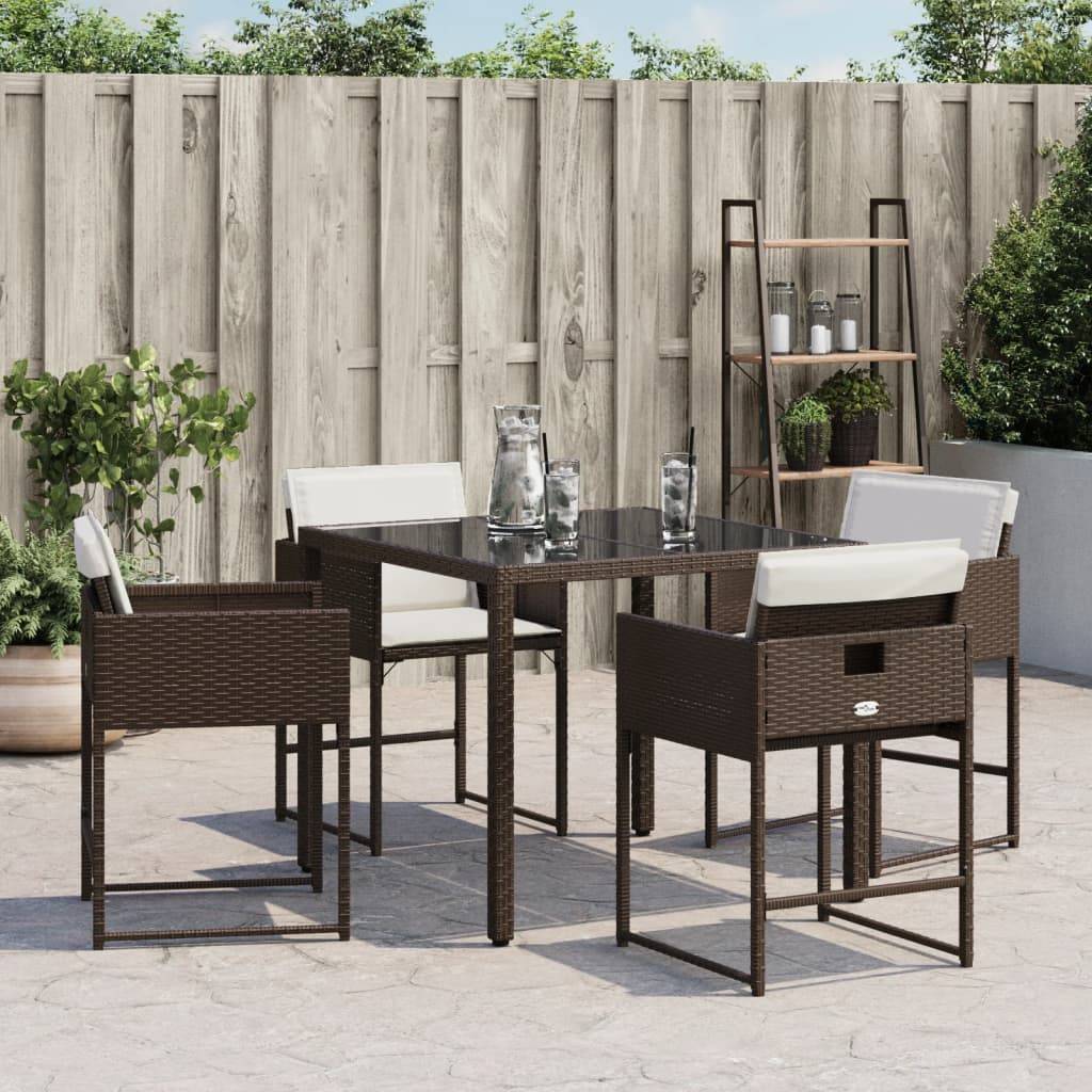 vidaXL Gartenstühle mit Kissen 4 Stk. Braun Poly Rattan
