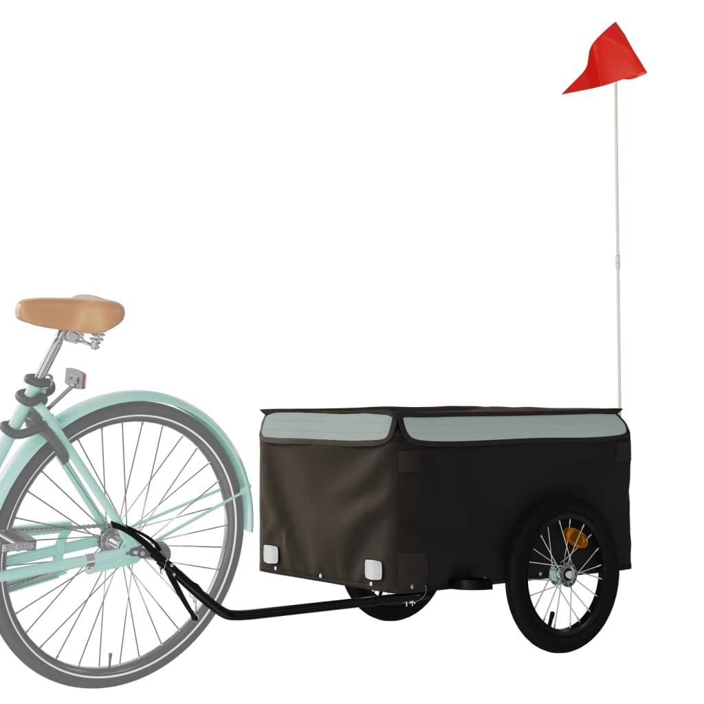 vidaXL Fahrradanhänger Schwarz und Grau 45 kg Eisen