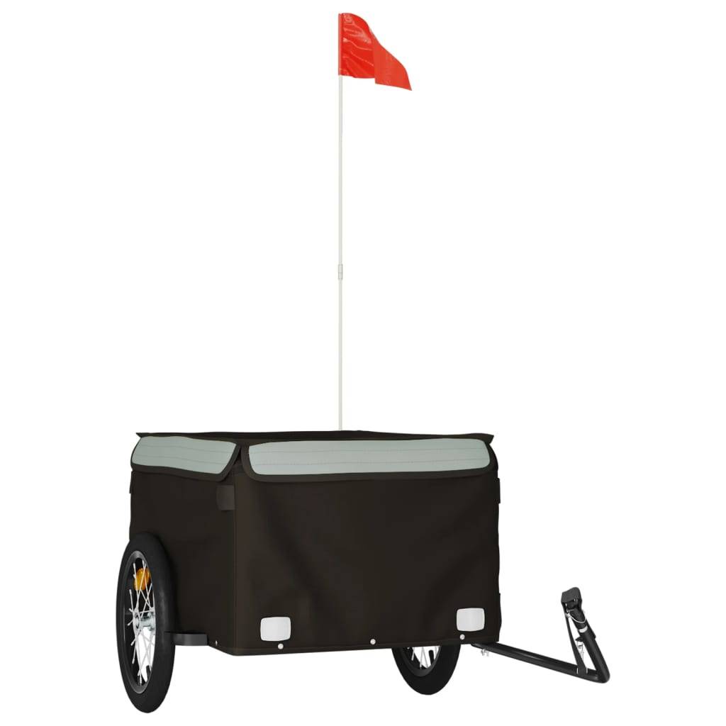 vidaXL Fahrradanhänger Schwarz und Grau 45 kg Eisen