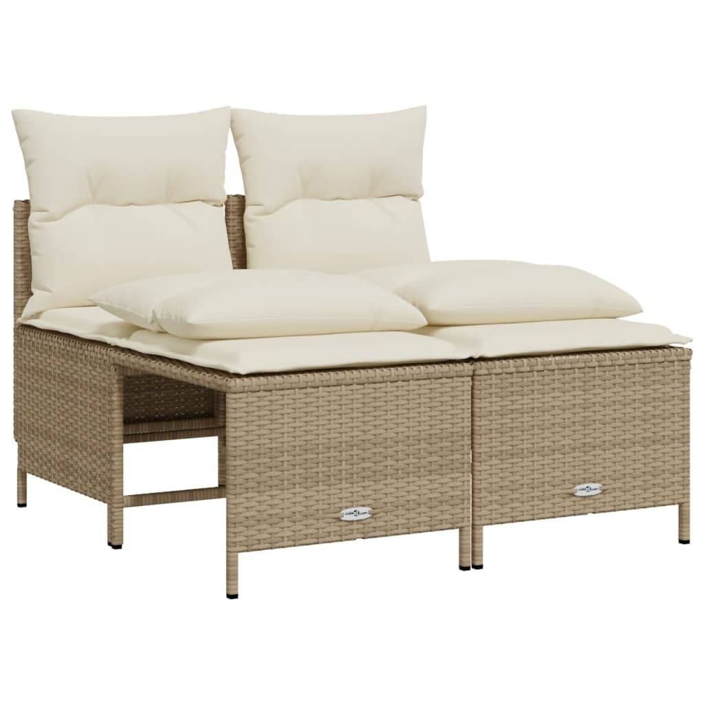 vidaXL 4-tlg. Garten-Sofagarnitur mit Kissen Beige Poly Rattan