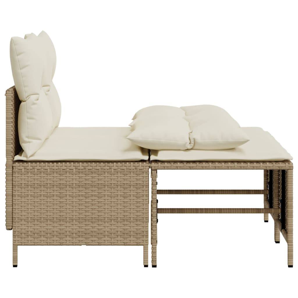 vidaXL 4-tlg. Garten-Sofagarnitur mit Kissen Beige Poly Rattan