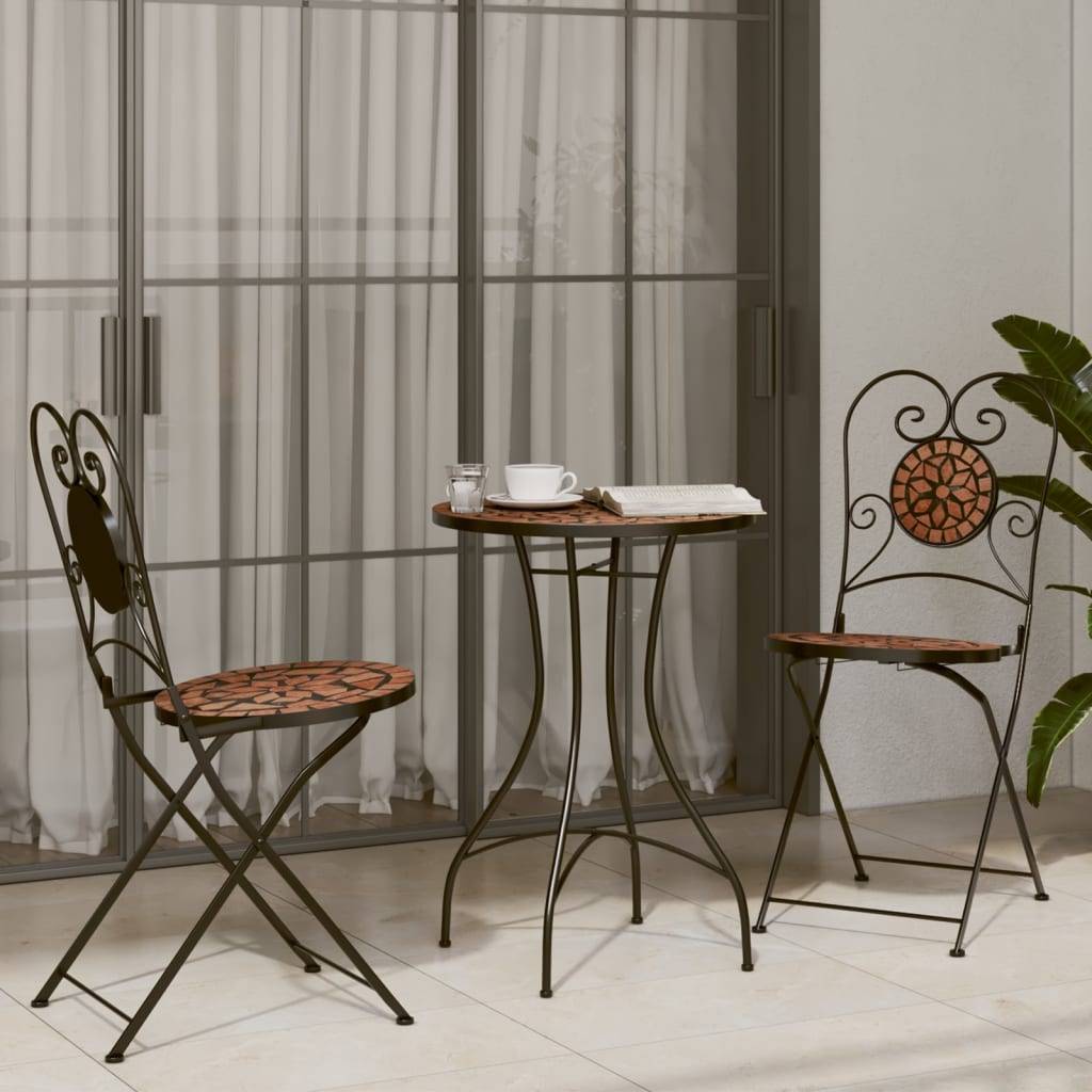 vidaXL Bistrostühle 2 Stk. Klappbar Terracottarot Keramik