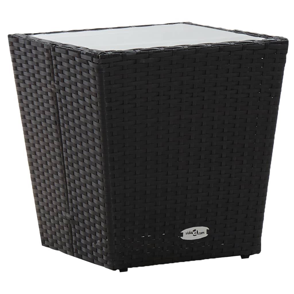 vidaXL 3-tlg. Bistro-Set mit Kissen Schwarz Poly Rattan und Glas