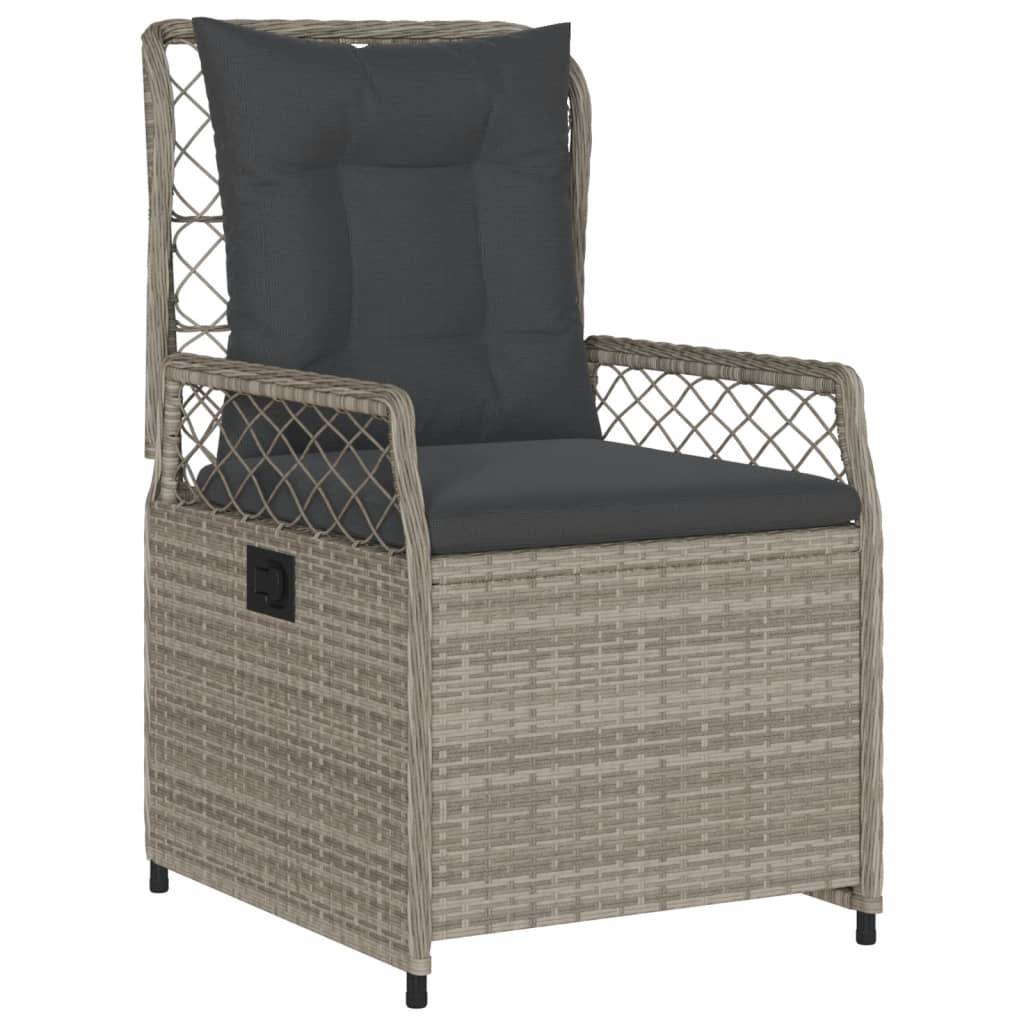 vidaXL 9-tlg. Garten-Essgruppe mit Kissen Hellgrau Poly Rattan