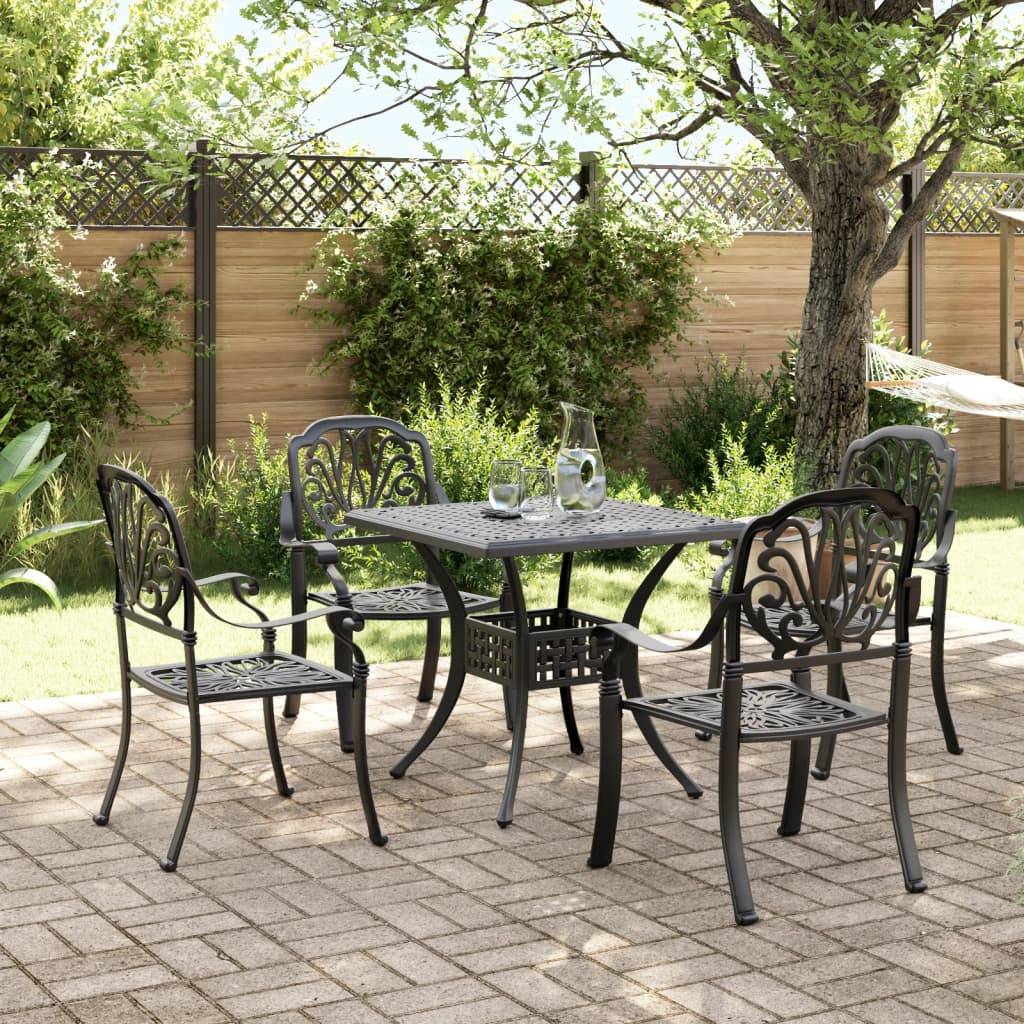 vidaXL 5-tlg. Garten-Essgruppe Schwarz Aluminiumguss