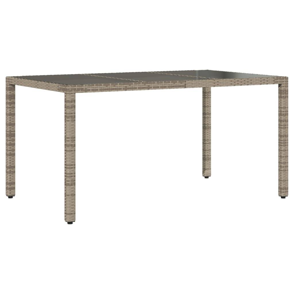 vidaXL 7-tlg. Garten-Essgruppe mit Kissen Grau Poly Rattan und Glas