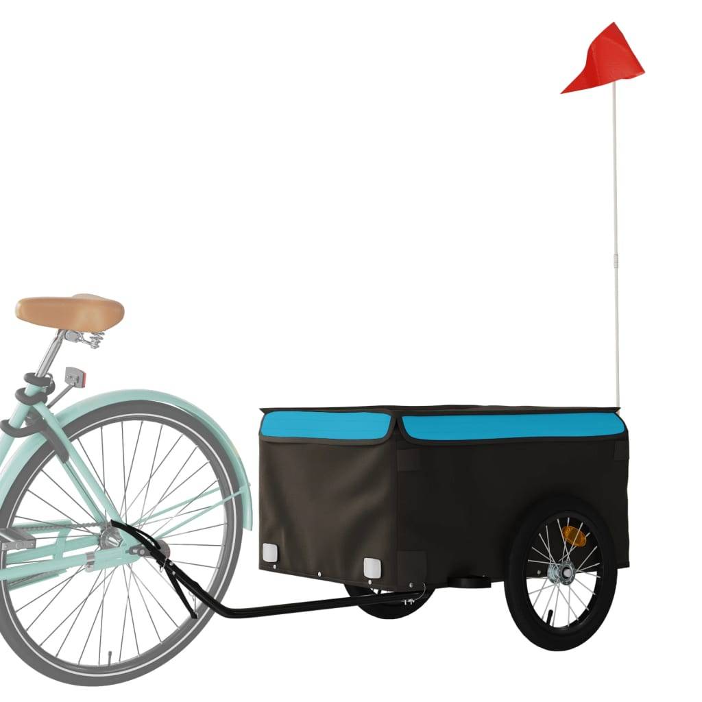 vidaXL Fahrradanhänger Schwarz und Blau 45 kg Eisen