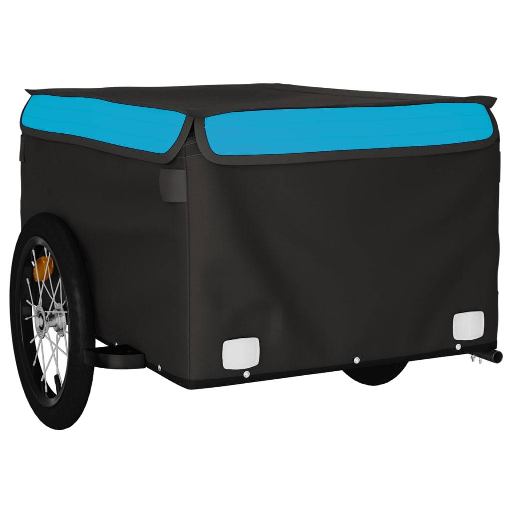 vidaXL Fahrradanhänger Schwarz und Blau 45 kg Eisen