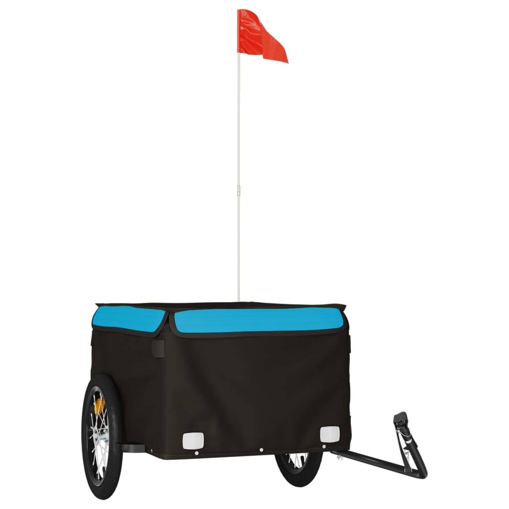 vidaXL Fahrradanhänger Schwarz und Blau 45 kg Eisen