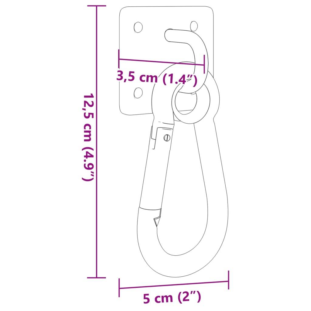 vidaXL Augplatten mit Karabinern 3 Stk. 360° Drehbar Silbern Stahl
