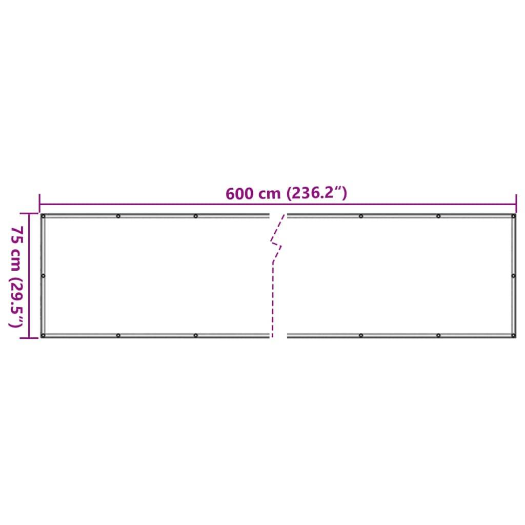vidaXL Balkon-Sichtschutz Anthrazit 600x75 cm PVC