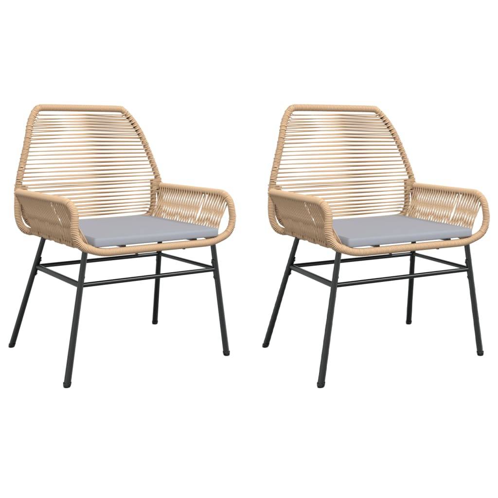 vidaXL Gartenstühle 2 Stk. mit Kissen Braun Poly Rattan