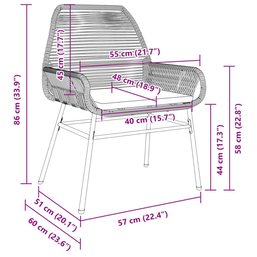 vidaXL Gartenstühle 2 Stk. mit Kissen Braun Poly Rattan