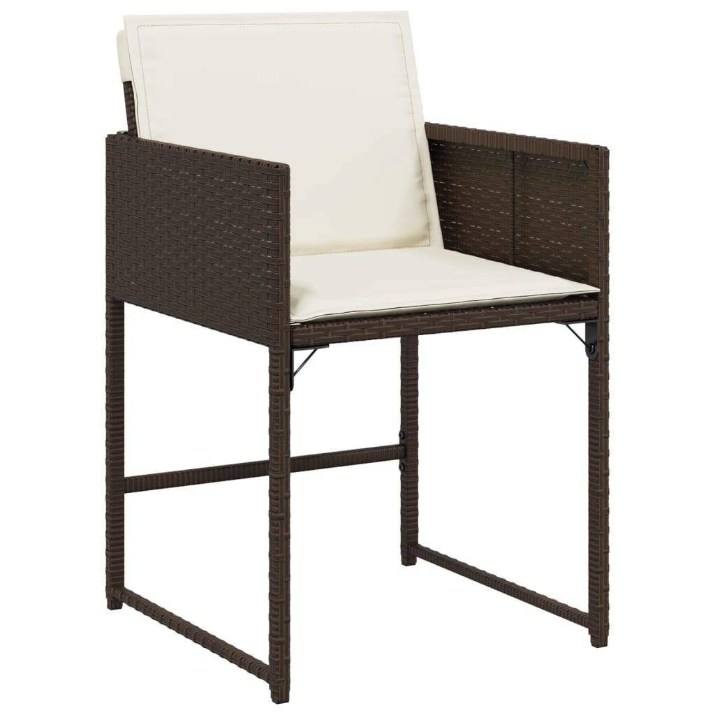vidaXL 9-tlg. Garten-Essgruppe mit Kissen Braun Poly Rattan