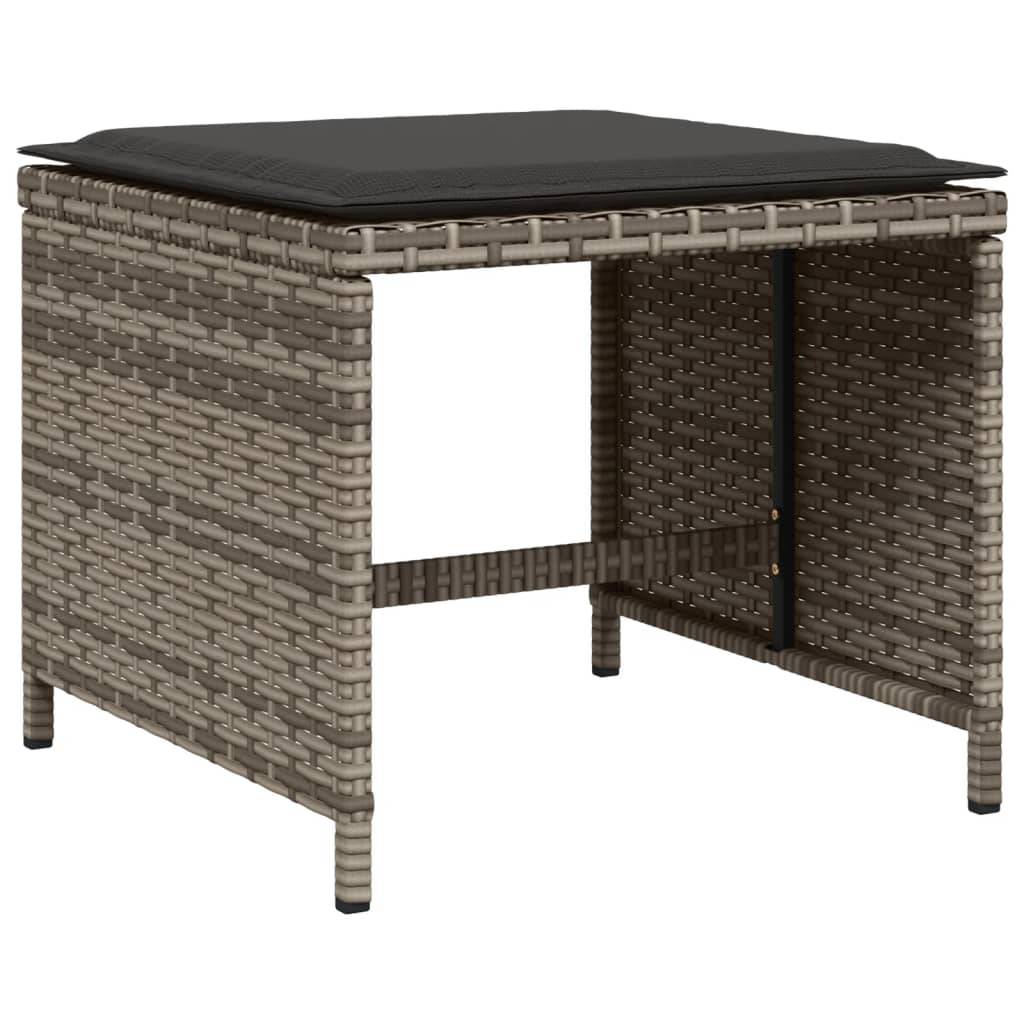 vidaXL 15-tlg. Garten-Essgruppe mit Kissen Grau Poly Rattan