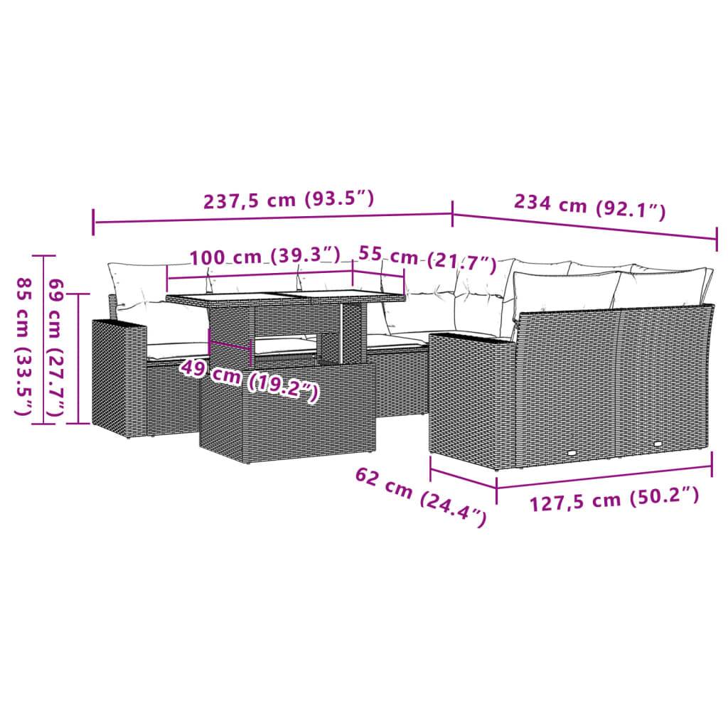vidaXL 9-tlg. Garten-Sofagarnitur mit Kissen Grau Poly Rattan