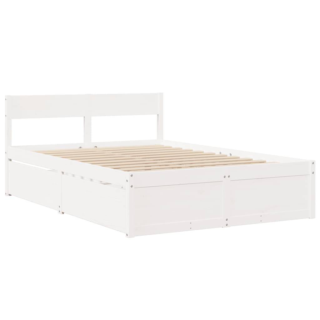 vidaXL Massivholzbett ohne Matratze Weiß 120x200 cm Kiefernholz