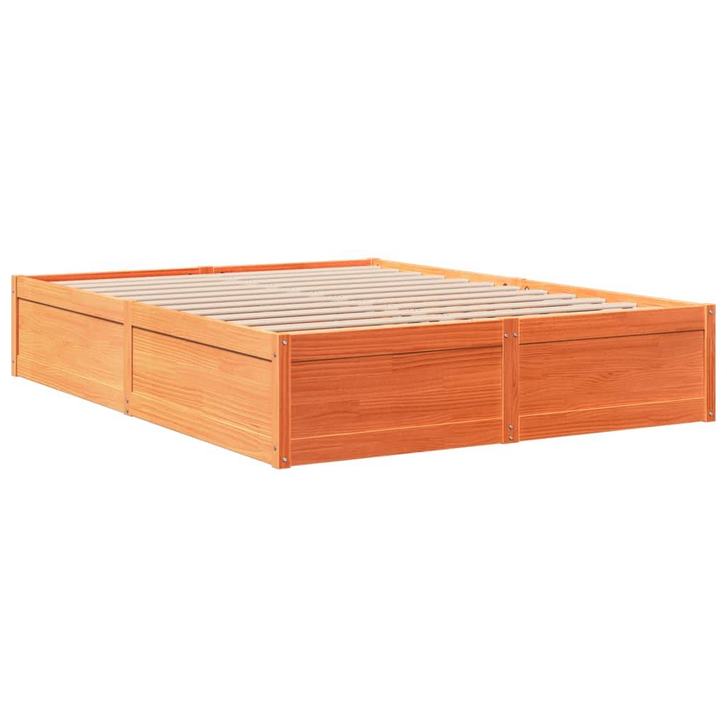 vidaXL Massivholzbett ohne Matratze Wachsbraun 140x200 cm Kiefernholz