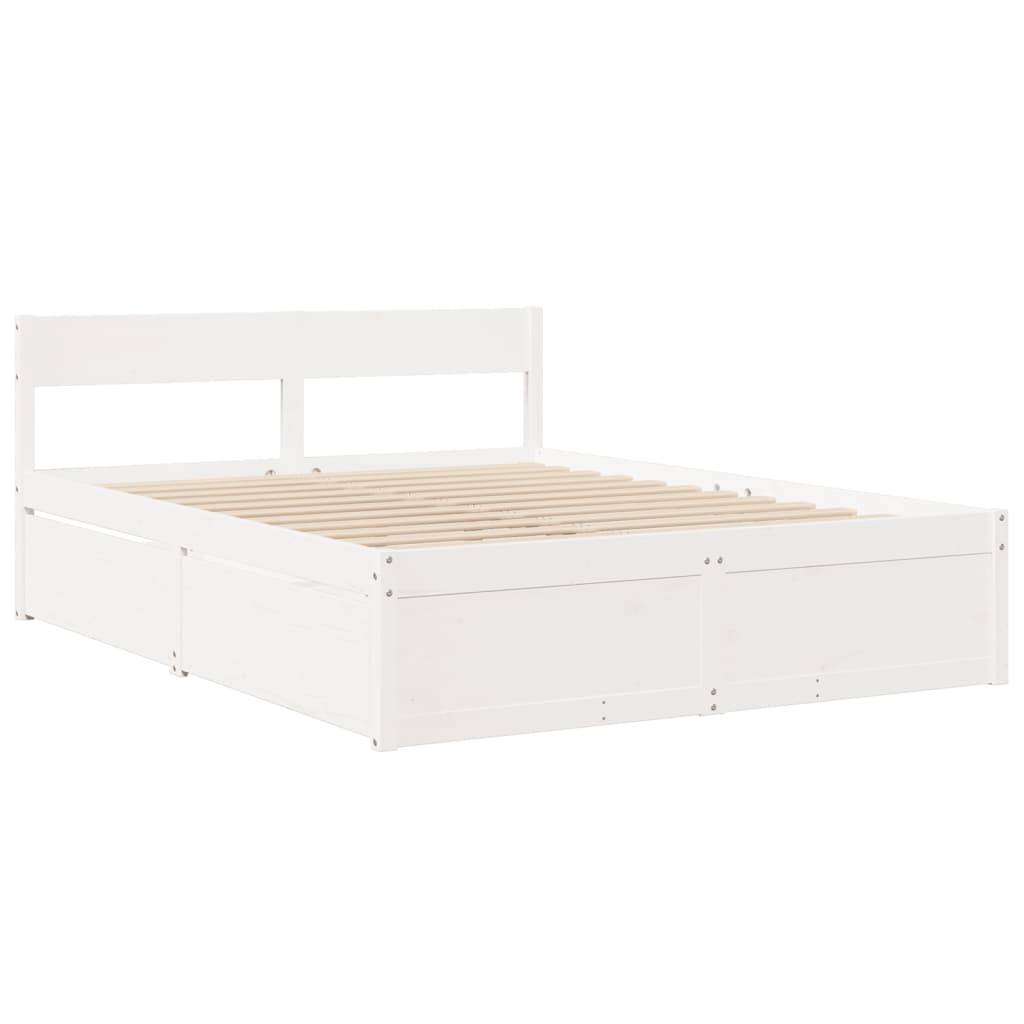 vidaXL Massivholzbett ohne Matratze Weiß 150x200 cm Kiefernholz