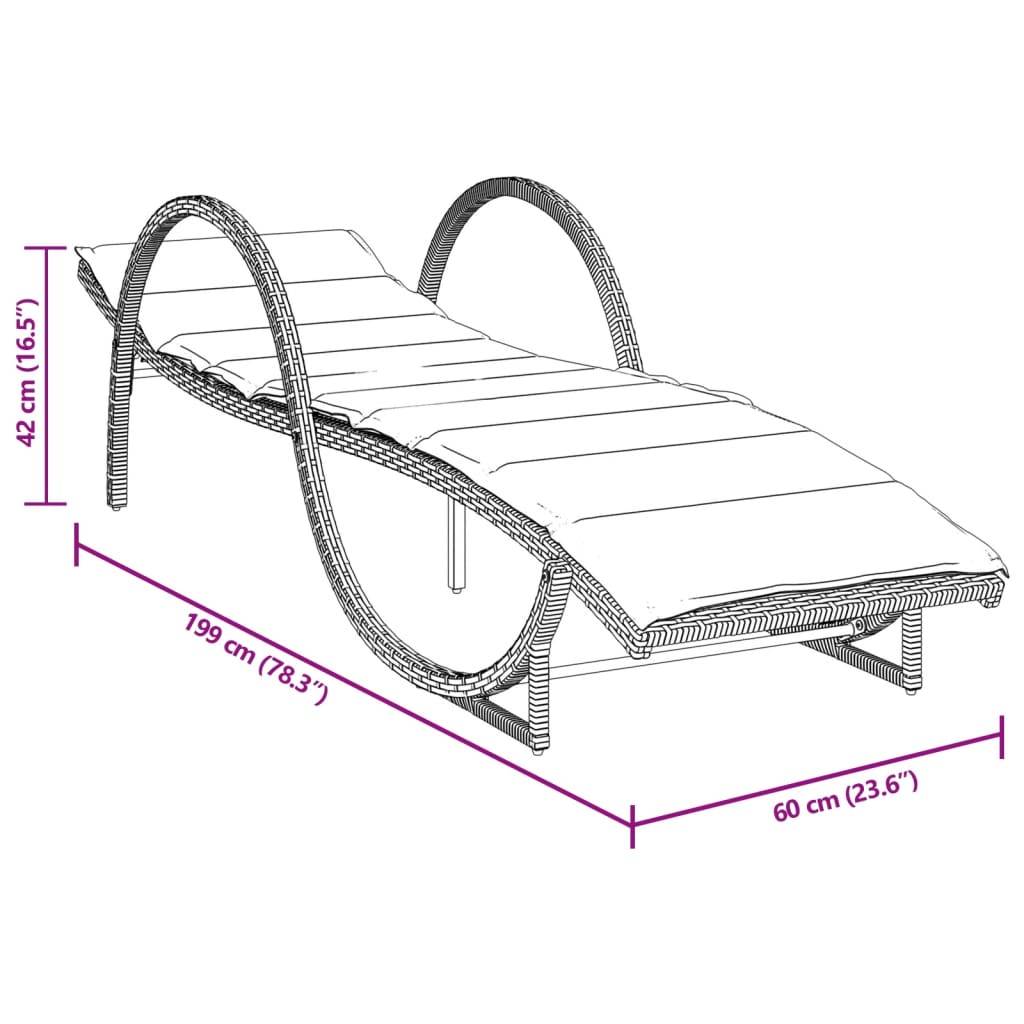 vidaXL Sonnenliegen 2 Stk. mit Auflagen Beige Poly Rattan