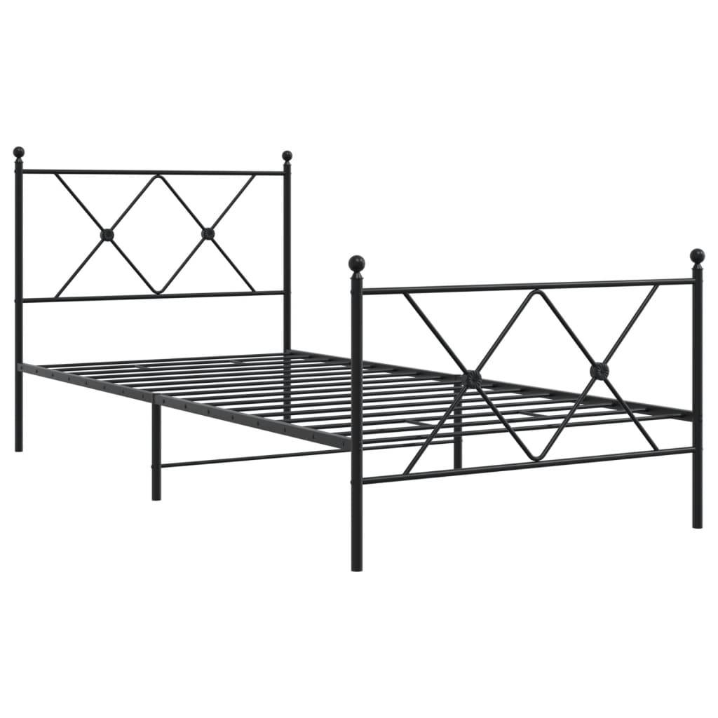 vidaXL Bettgestell mit Kopf- und Fußteil Metall Schwarz 90x190 cm