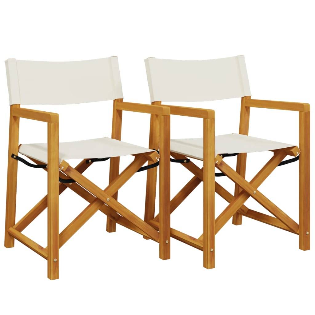vidaXL Klappbare Regiestühle 2 Stk. Cremeweiß Stoff