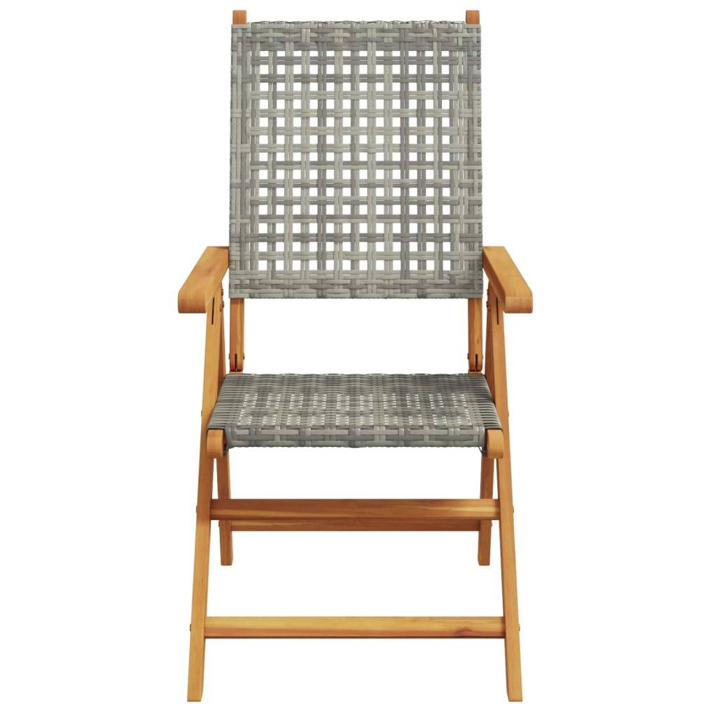vidaXL Gartenstuhl Verstellbar 8 Stk. Grau Poly Rattan Massivholz