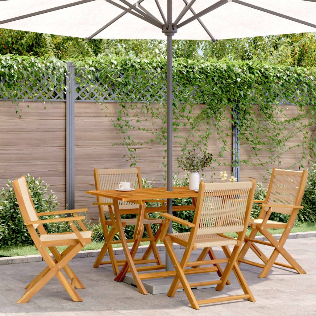vidaXL Gartenstühle 4 Stk. Klappbar Beige Massivholz Akazie