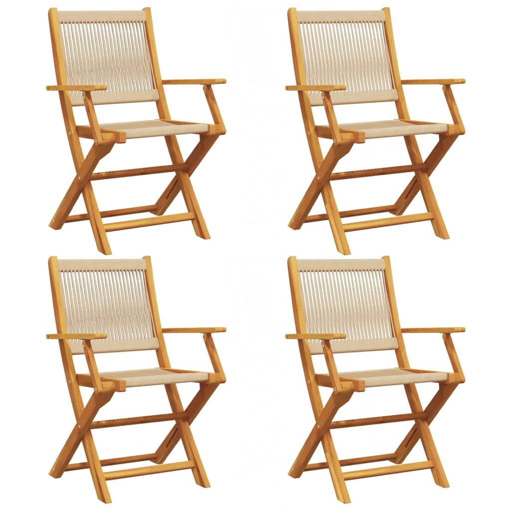 vidaXL Gartenstühle 4 Stk. Klappbar Beige Massivholz Akazie