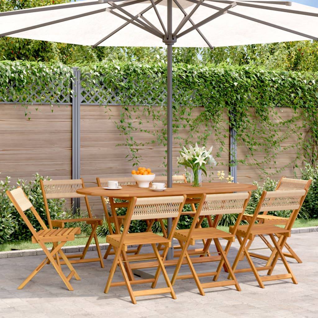 vidaXL Gartenstühle 8 Stk. Klappbar Beige Massivholz Akazie