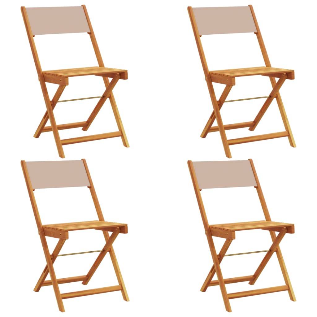 vidaXL Gartenstühle 4 Stk. Klappbar Taupe Stoff und Massivholz