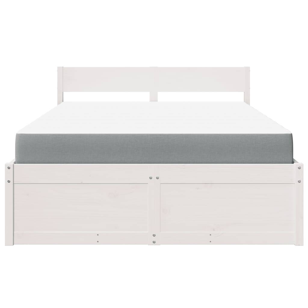 vidaXL Bett mit Schubladen und Matratze Weiß 120x200 cm Massivholz