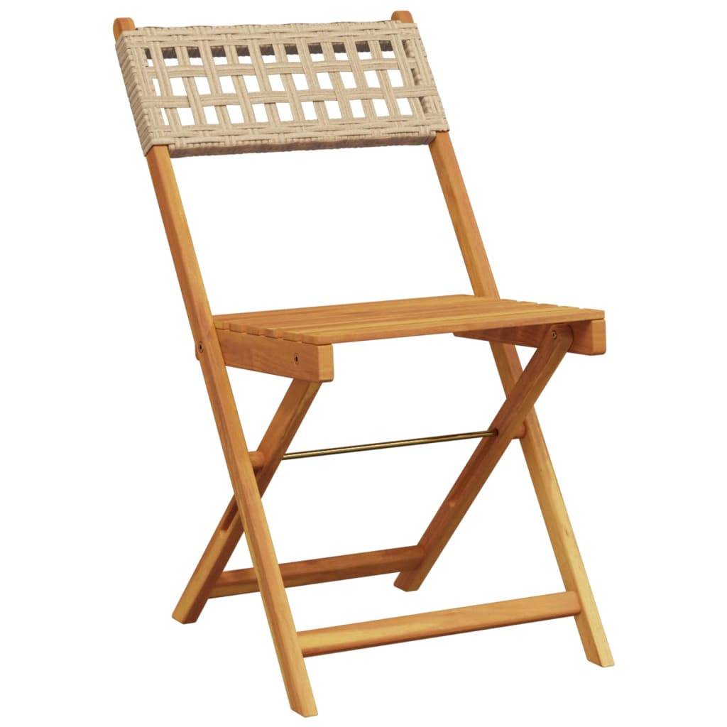 vidaXL 5-tlg. Garten-Essgruppe Beige Poly Rattan und Massivholz