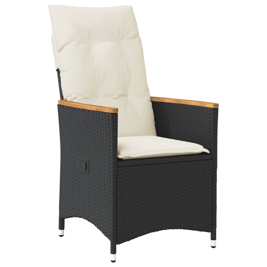 vidaXL 9-tlg. Garten-Bistro-Set mit Kissen Schwarz Poly Rattan