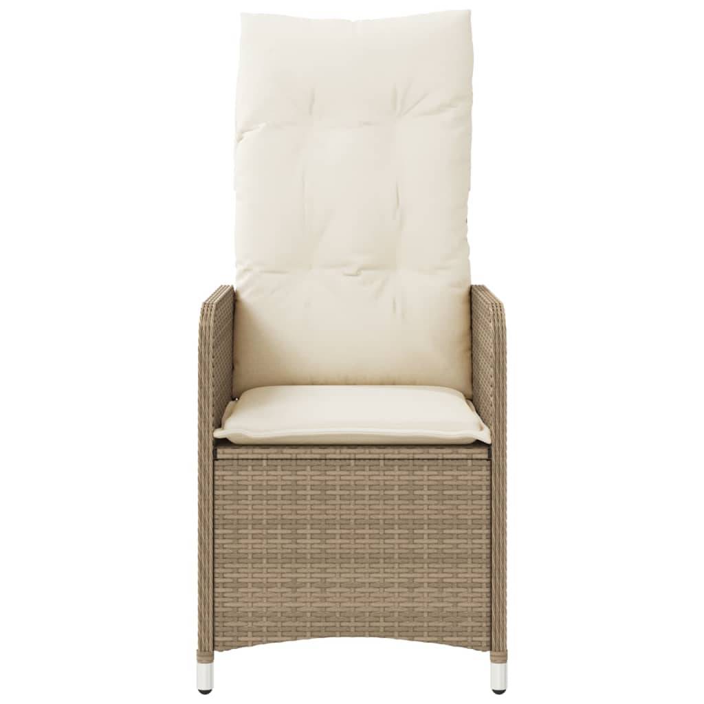 vidaXL Gartensessel mit Kissen Verstellbar Beige Poly Rattan