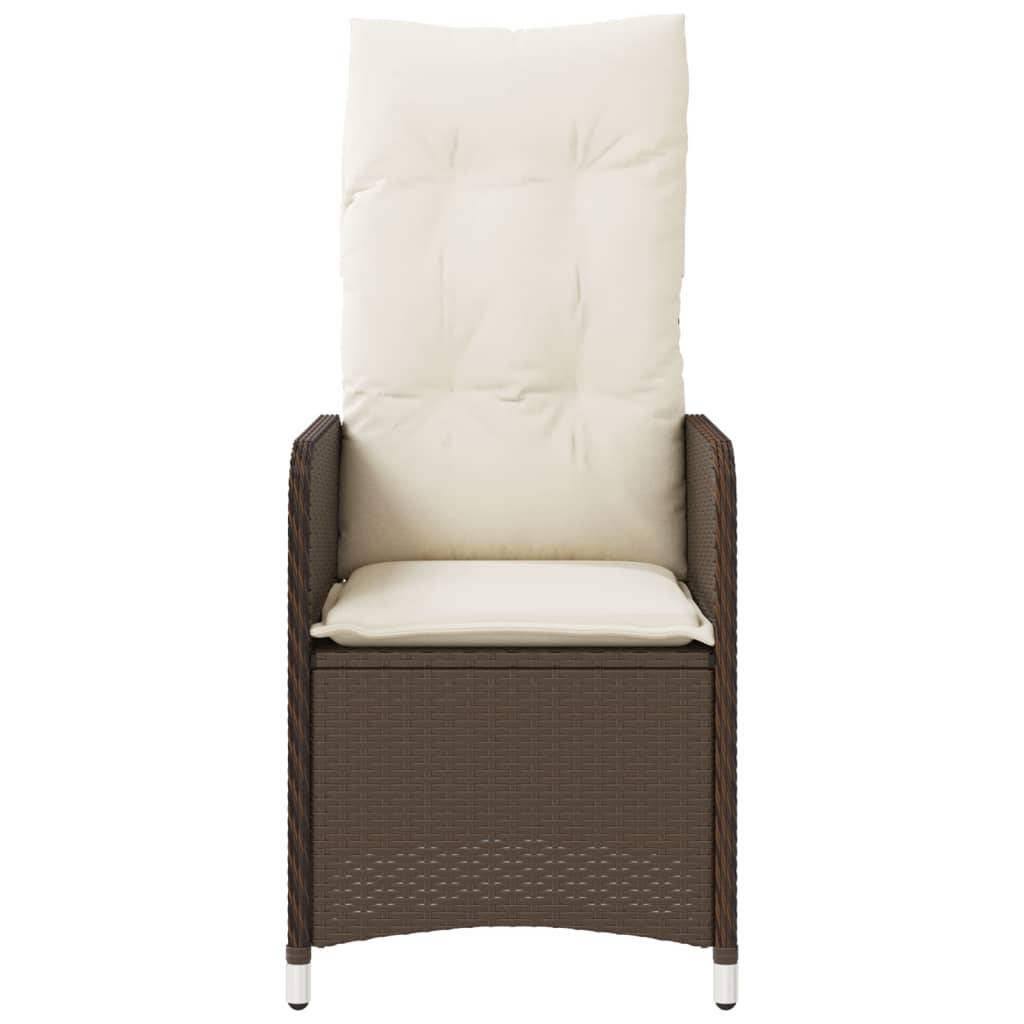 vidaXL Gartensessel Verstellbar mit Kissen Braun Poly Rattan