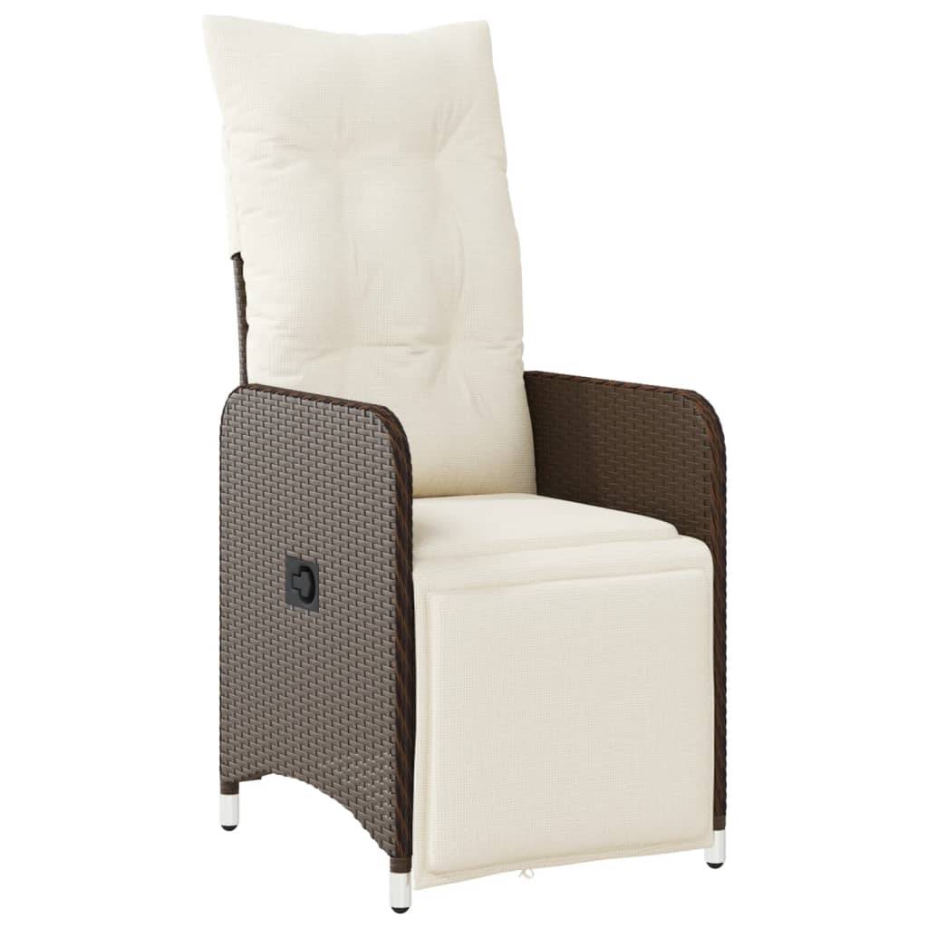 vidaXL Outdoor-Lehnstühle 2 Stk. mit Tisch Braun Poly Rattan