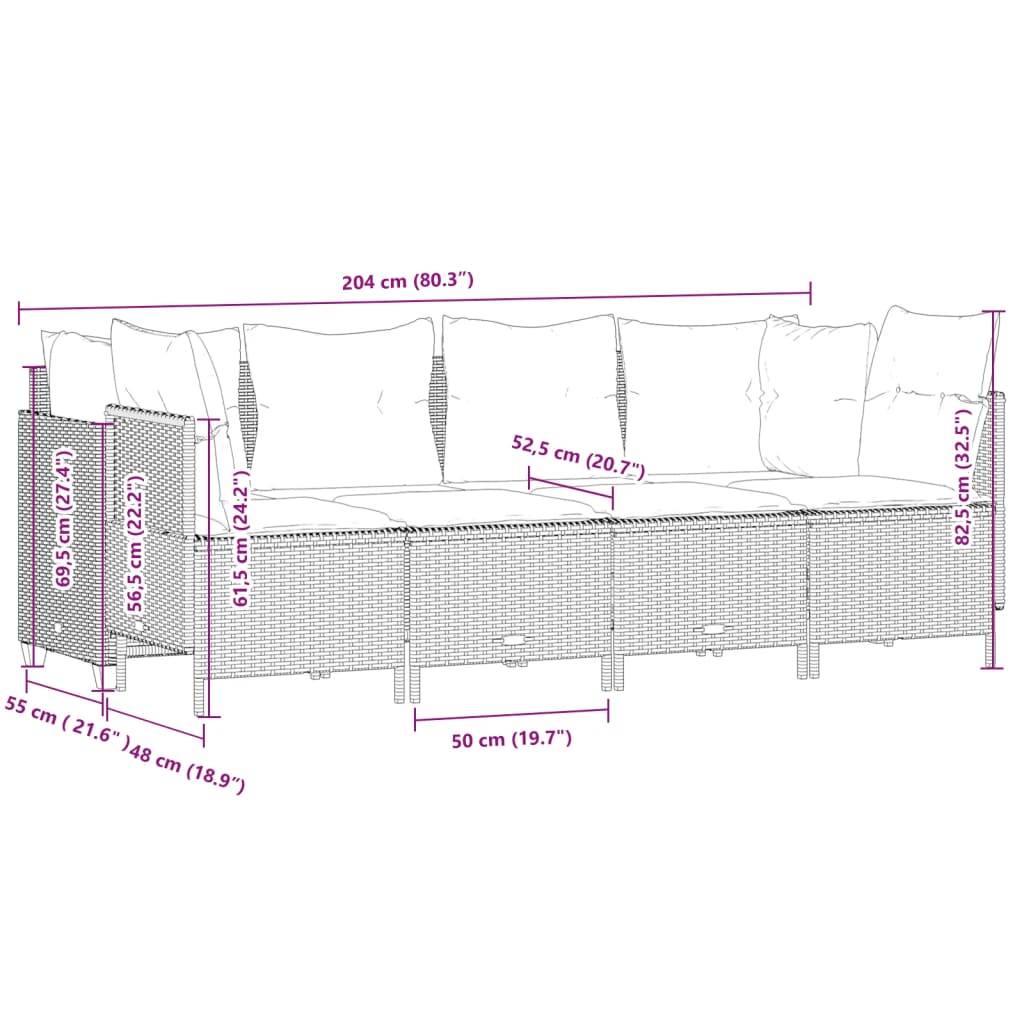 vidaXL 5-tlg. Garten-Sofagarnitur mit Kissen Beige Poly Rattan