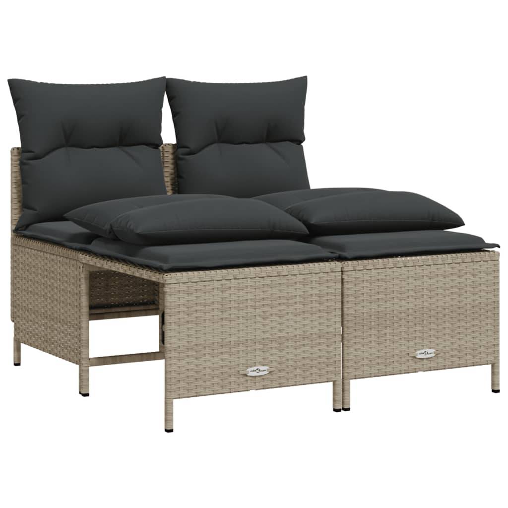 vidaXL 5-tlg. Garten-Sofagarnitur mit Kissen Hellgrau Poly Rattan