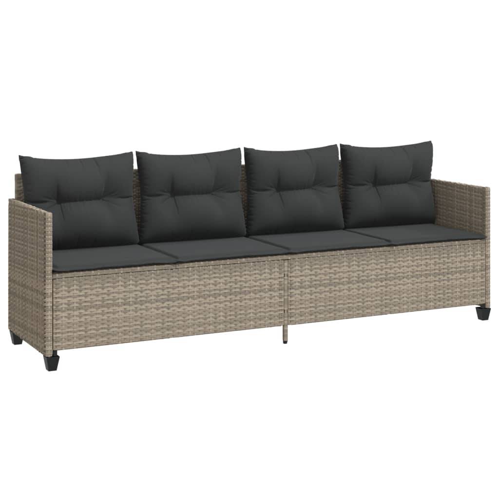vidaXL 5-tlg. Garten-Sofagarnitur mit Kissen Hellgrau Poly Rattan
