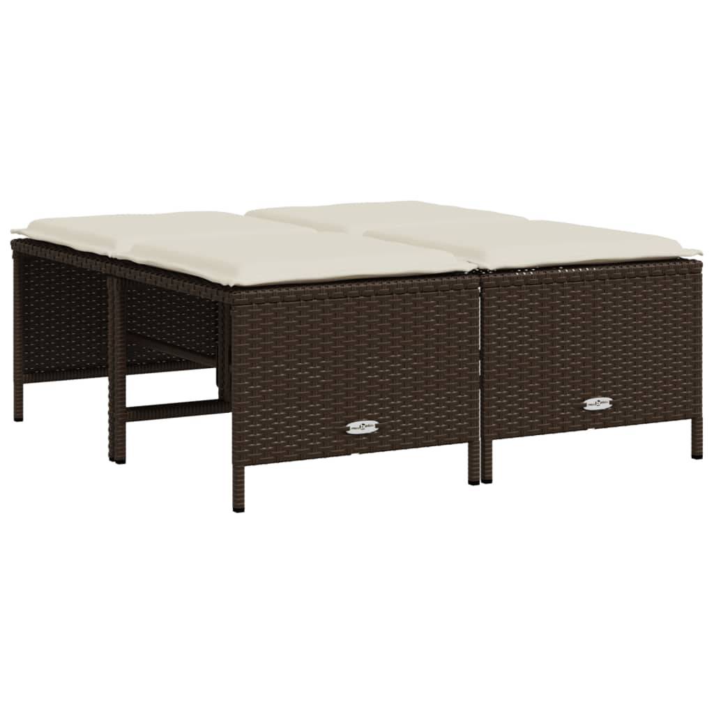 vidaXL 5-tlg. Garten-Sofagarnitur mit Kissen Braun Poly Rattan