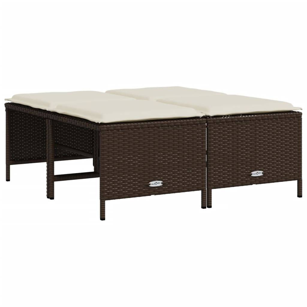 vidaXL 5-tlg. Garten-Sofagarnitur mit Kissen Braun Poly Rattan