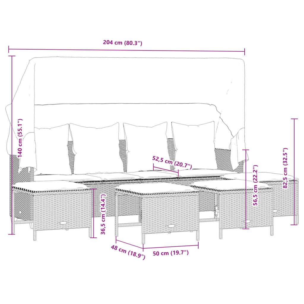 vidaXL 5-tlg. Garten-Sofagarnitur mit Kissen Braun Poly Rattan